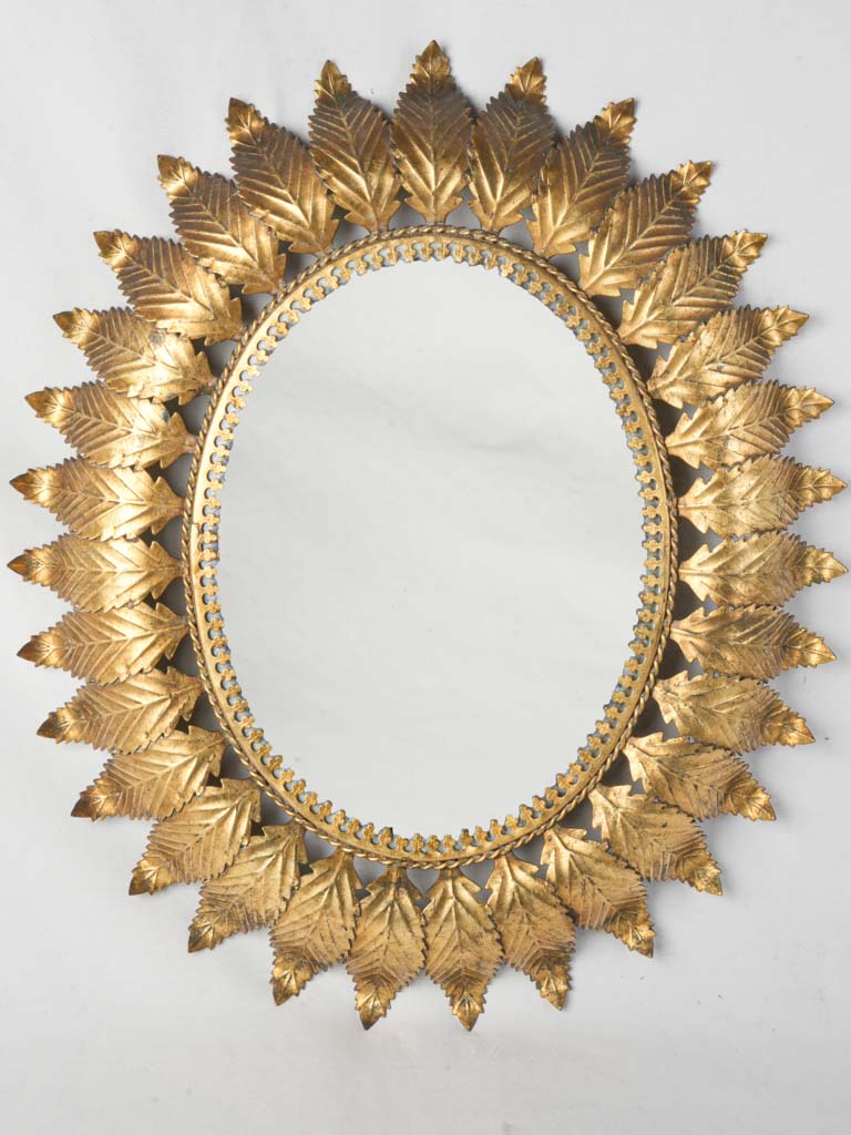 1950s French Gilt Metal Radiant Sunburst Mirror - 29¼" x 25¼"