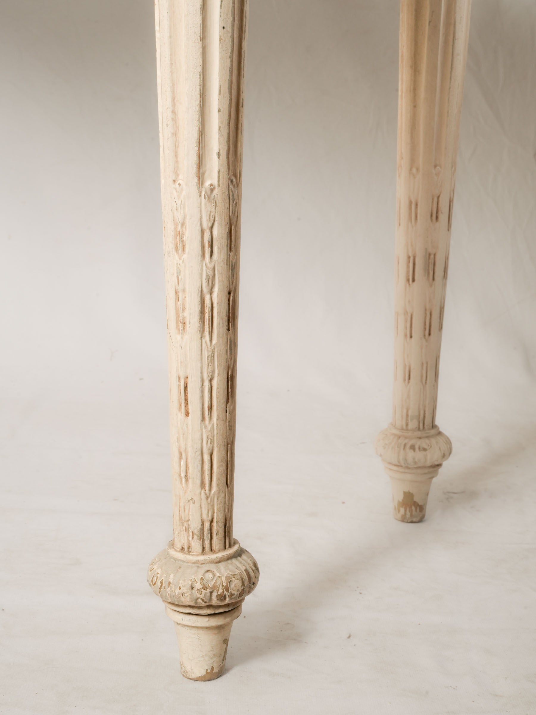 Antique Carved and Painted Wood Console Table w/ Lively Marble Top - 33¾" x 47¼"