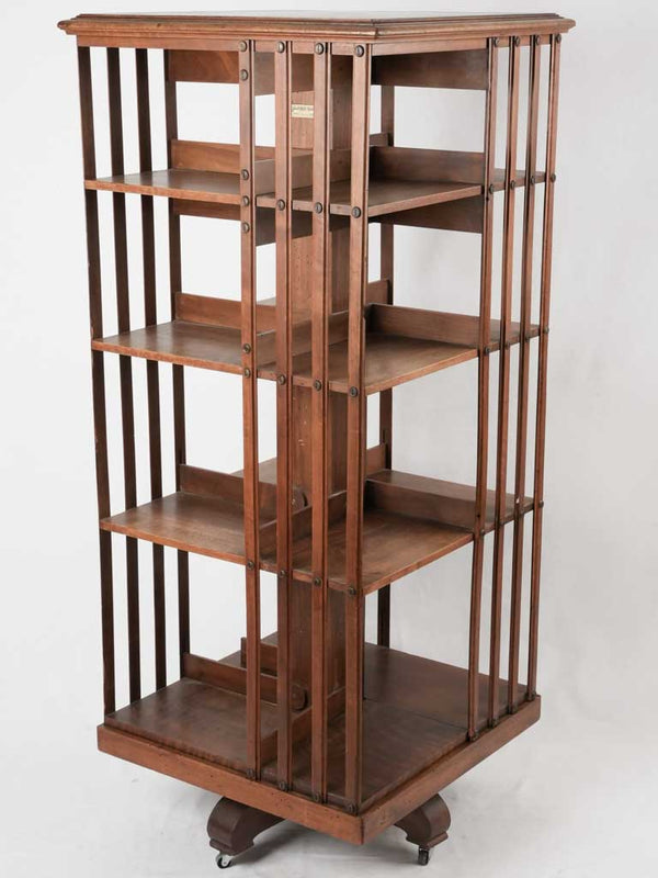 Rotating square bookcase - Terquem Paris - walnut 56¾" x 23¾" x 23¾"