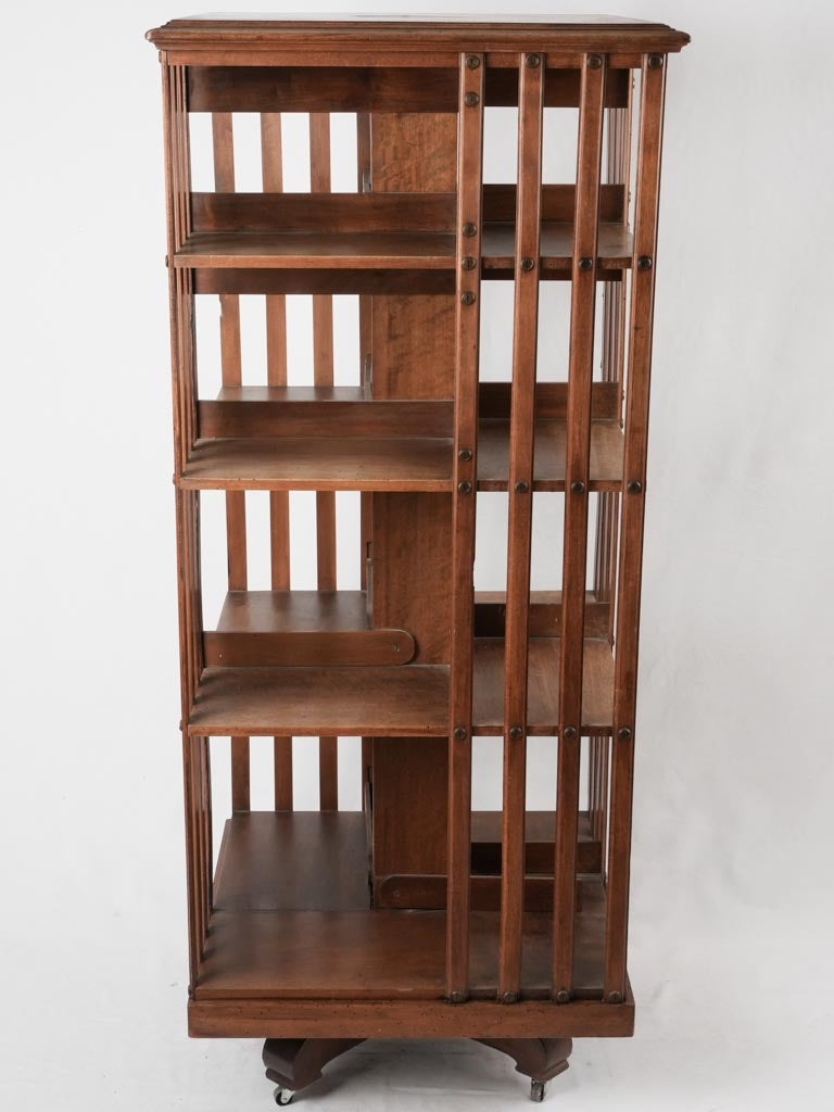 Walnut-made rotating shelf with casters