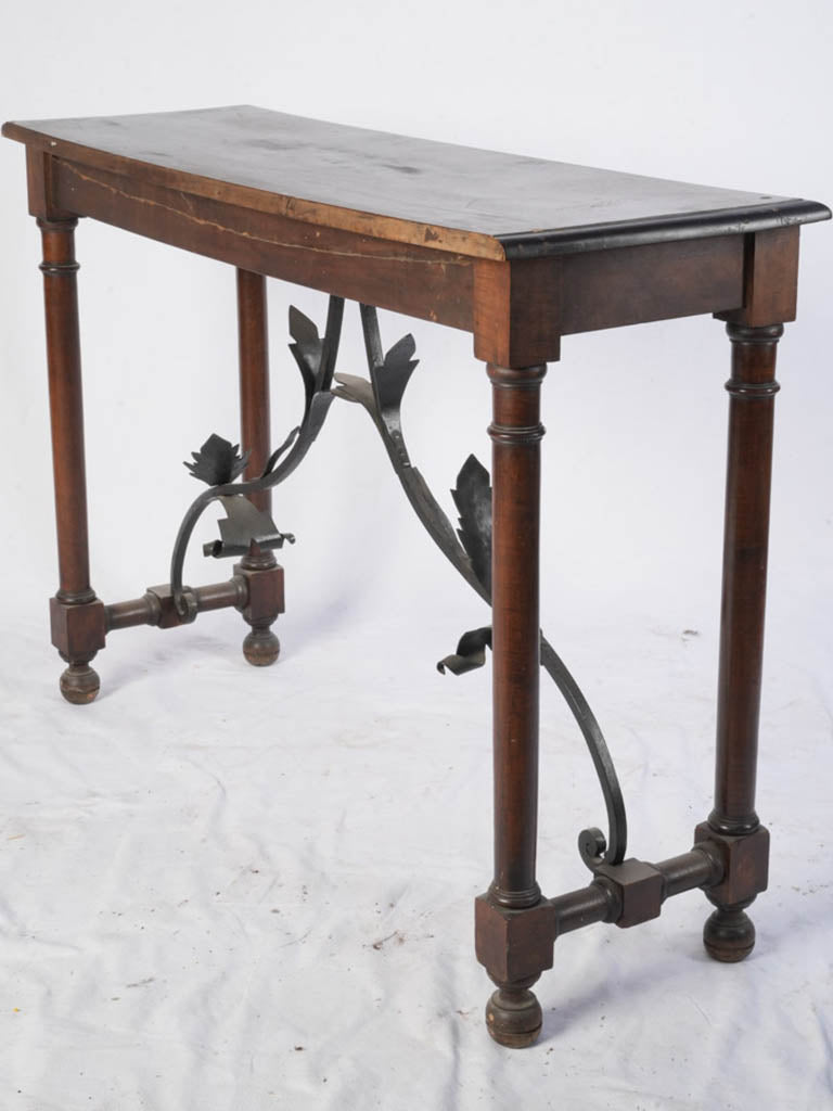Sculptural iron and wood console