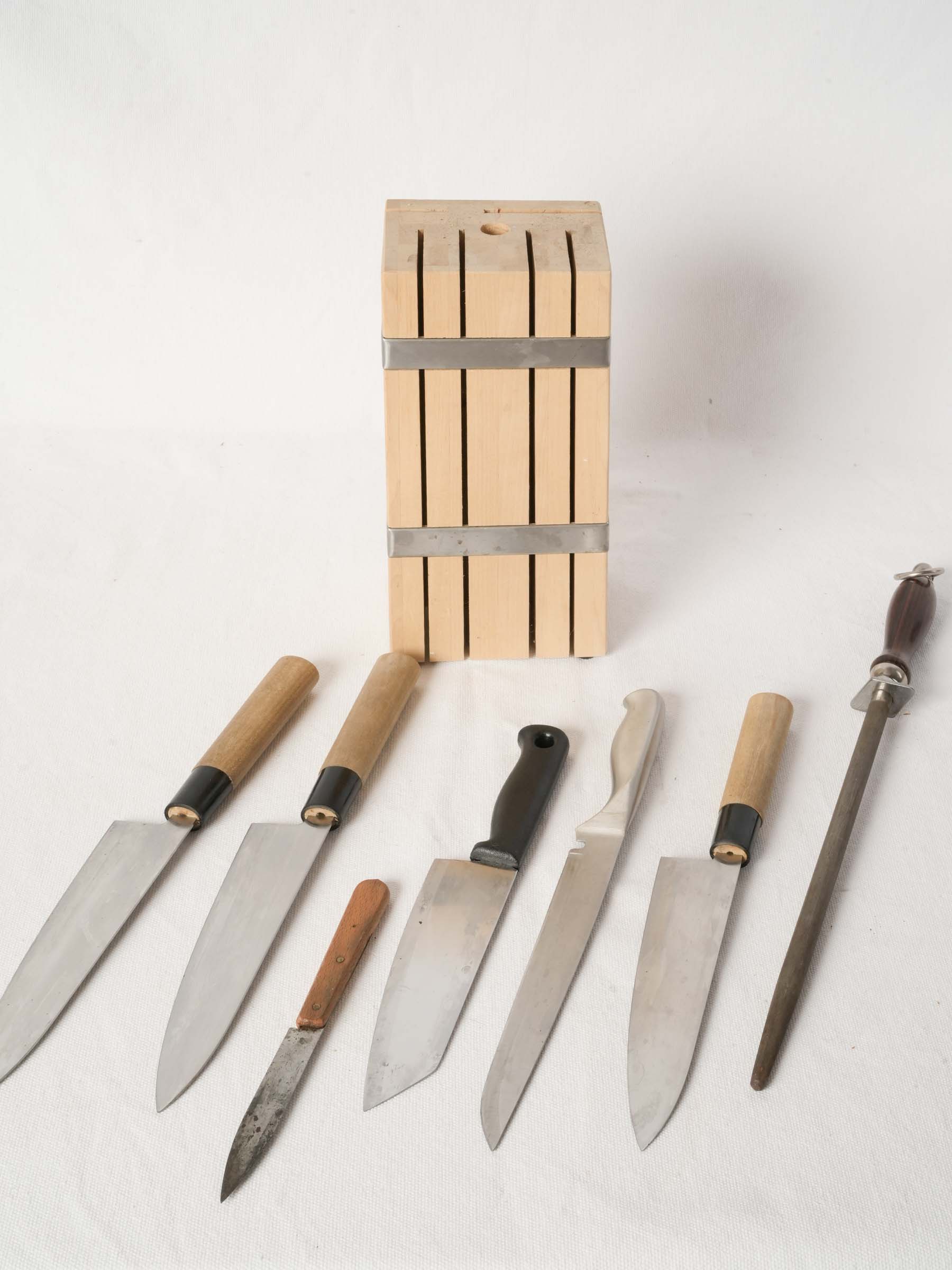 French Knife Set in a Wooden Block from Patricia Wells’s Cooking School - Set 2