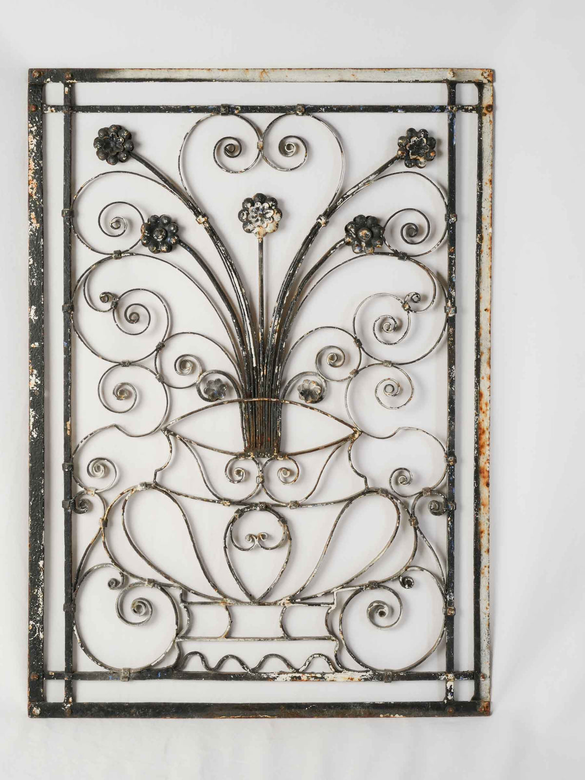 Early 20th-Century Decorative Wrought-Iron Panel - 41" x  28¾"