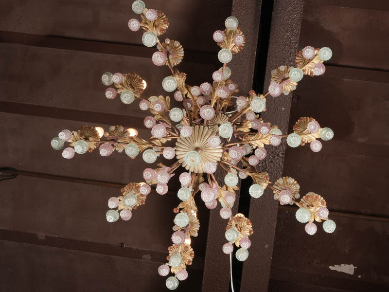 Antique Murano glass chandelier w/ pink baubles 37½" x 31½"
