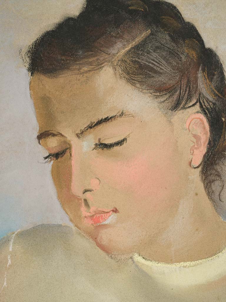 Tranquil vintage reading woman portrait.