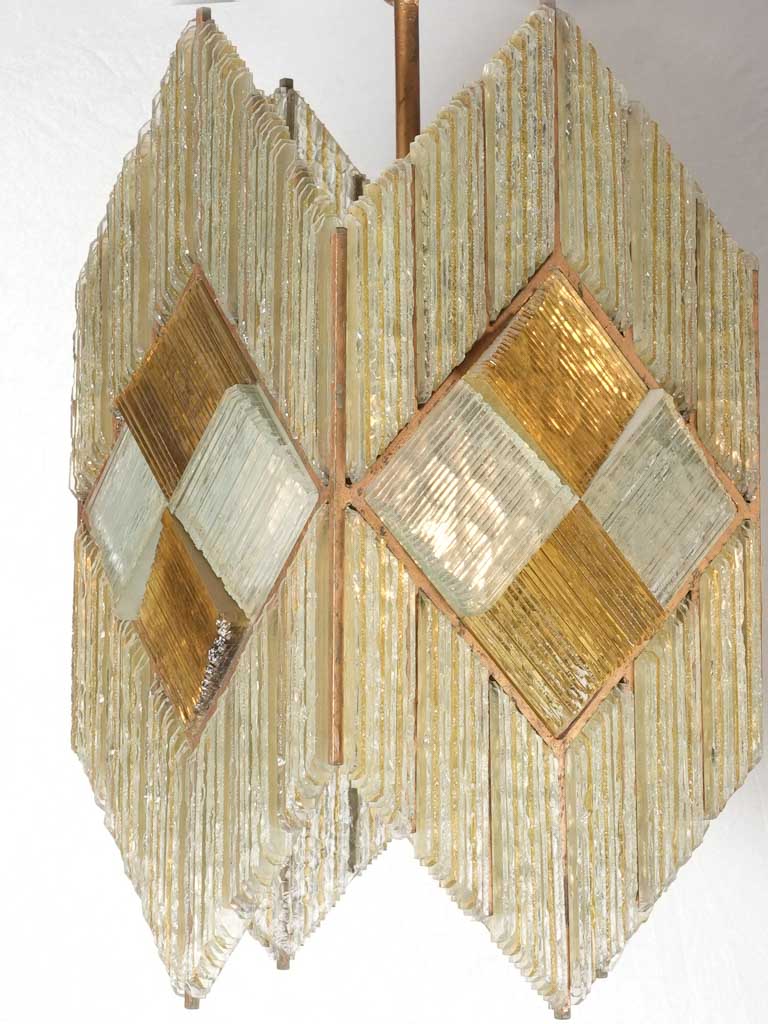 Art Deco compressed glass chandelier - yellow 21¼" x 9"