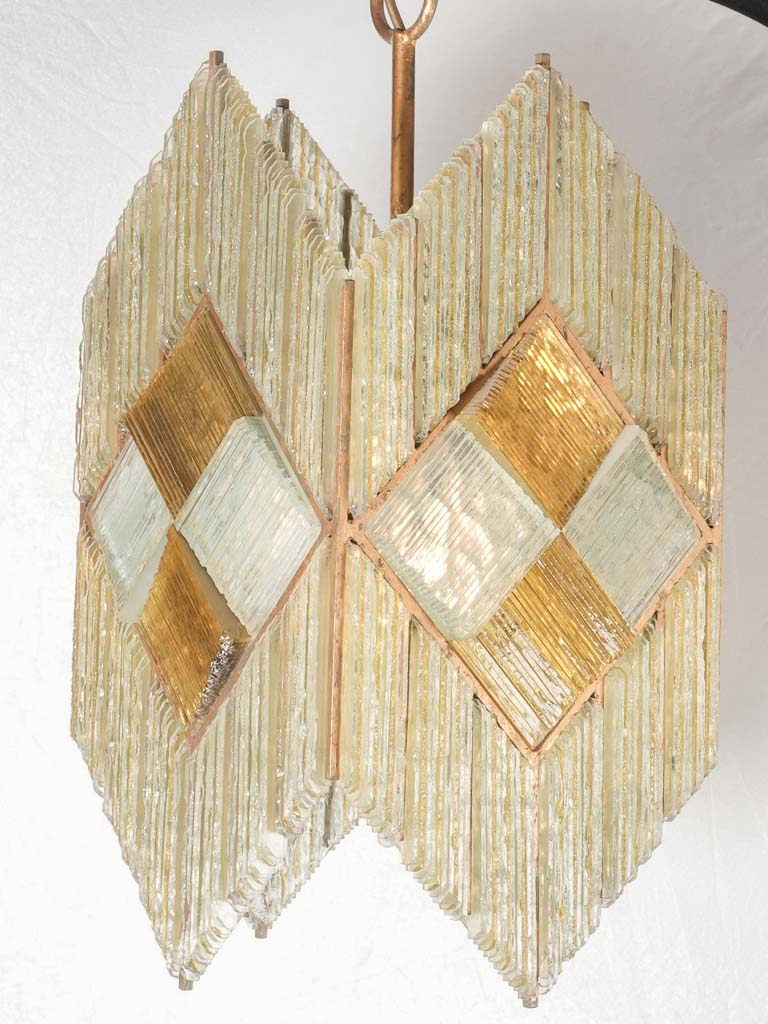 Art Deco compressed glass chandelier - yellow 21¼" x 9"