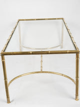 Faux bamboo glass & brass coffee table - rectangular 47¼" x 23¾"