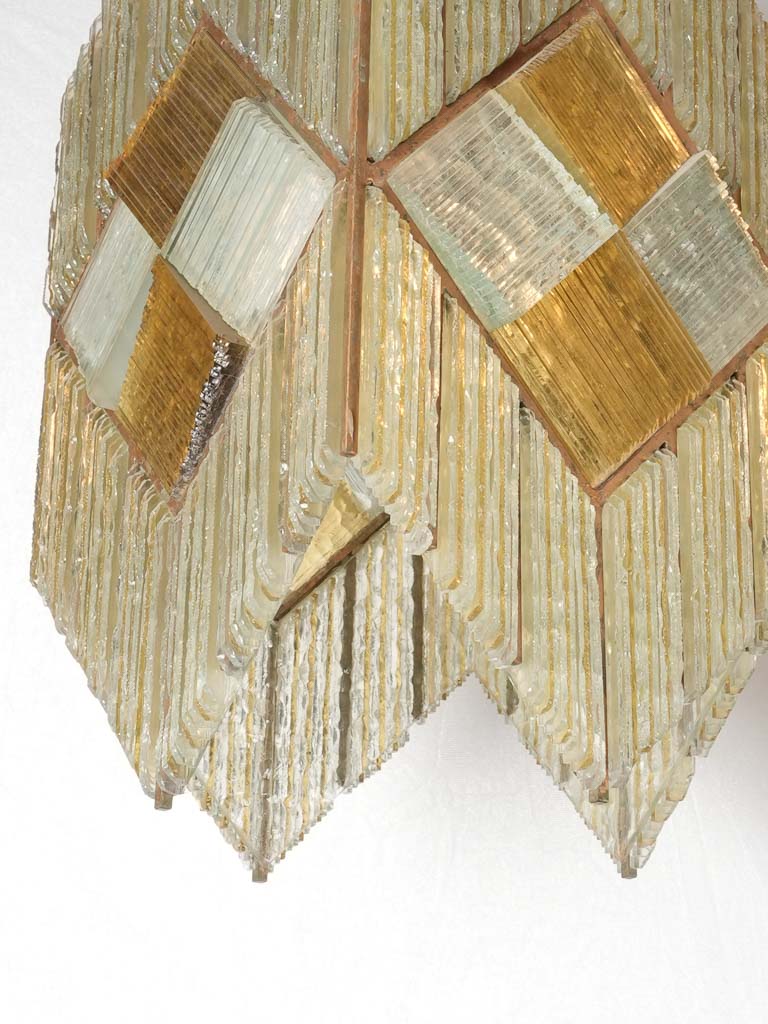 Art Deco compressed glass chandelier - yellow 21¼" x 9"