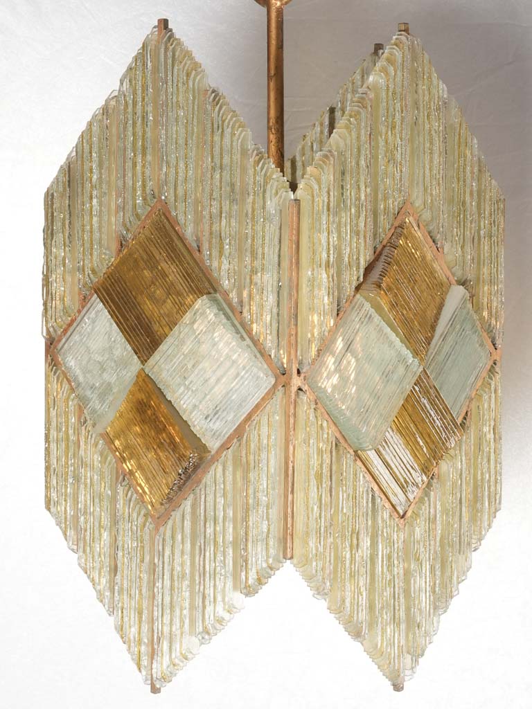 Art Deco compressed glass chandelier - yellow 21¼" x 9"