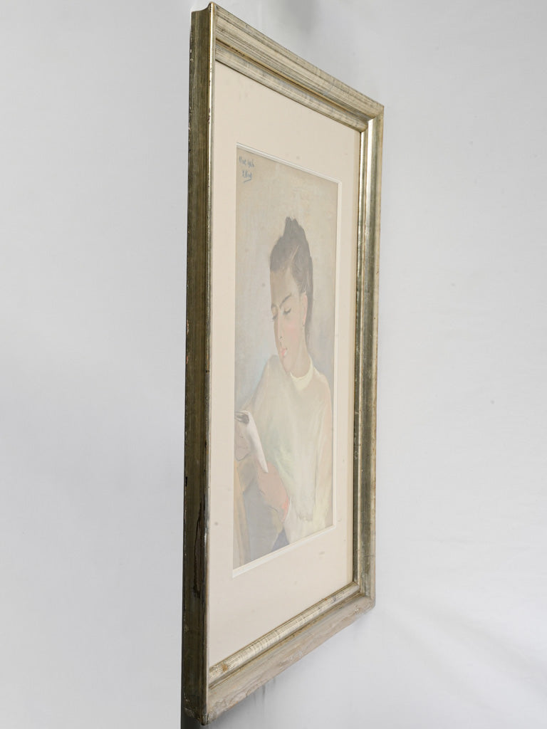Muted-tone serene portrait painting.