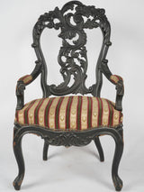 Vintage black lacquer armchair opulent design