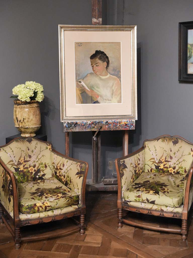 Serene mid-century portrait painting