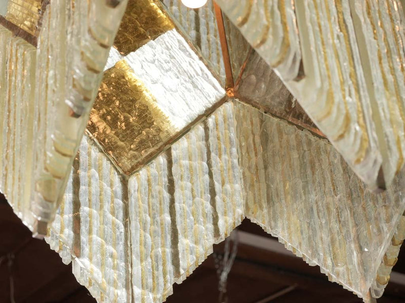 Art Deco compressed glass chandelier - yellow 21¼" x 9"
