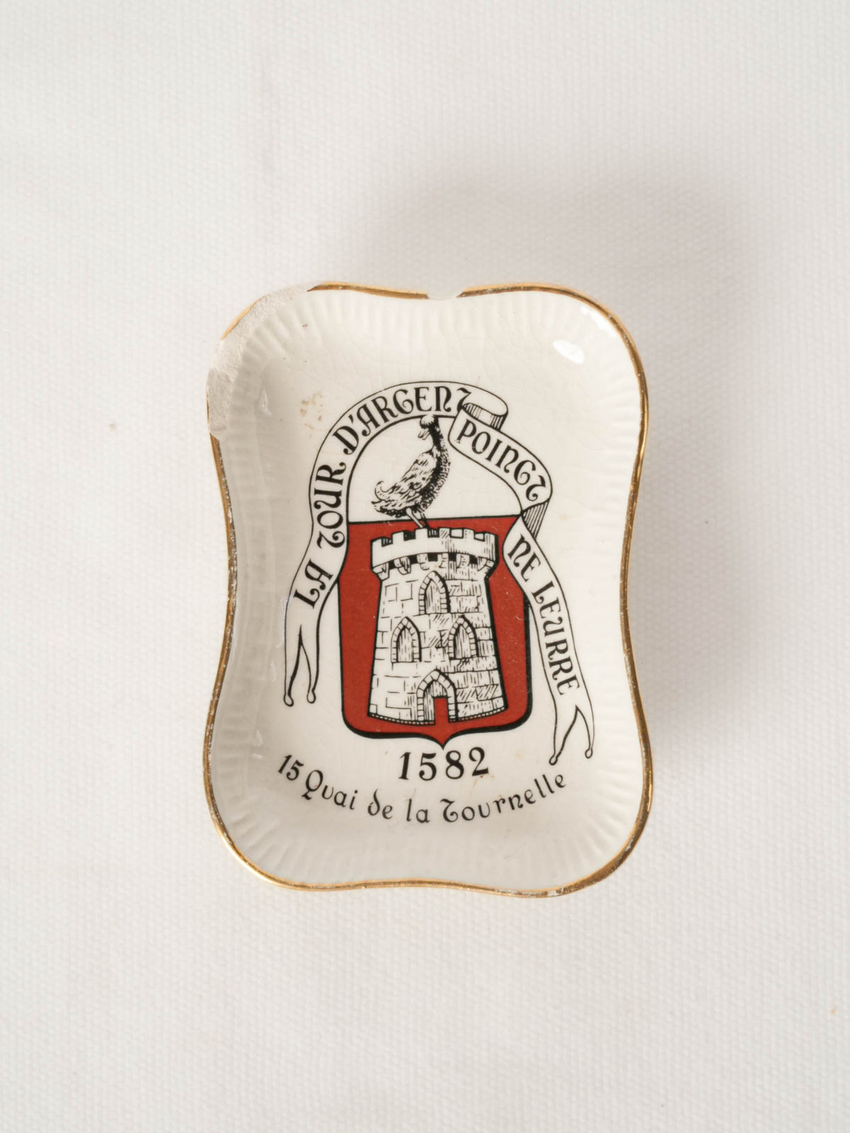 French Ceramic Coin Dish by Longchamp - La Tour d'Argent Crest