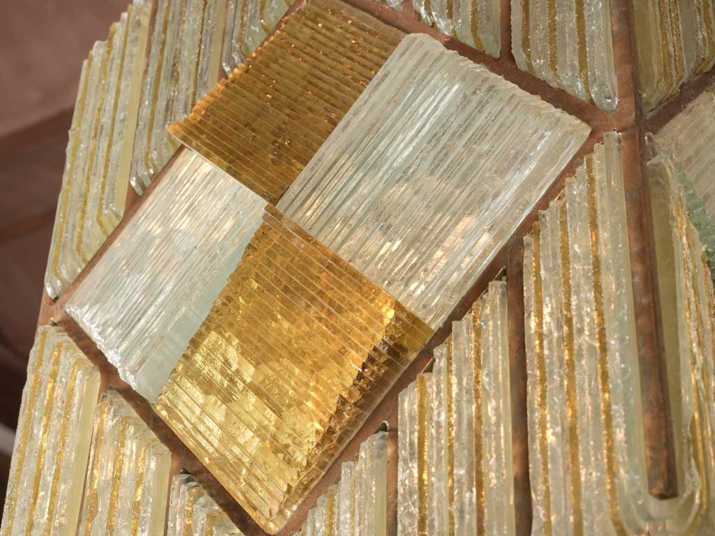 Art Deco compressed glass chandelier yellow 21¼" x 9" Chez Pluie