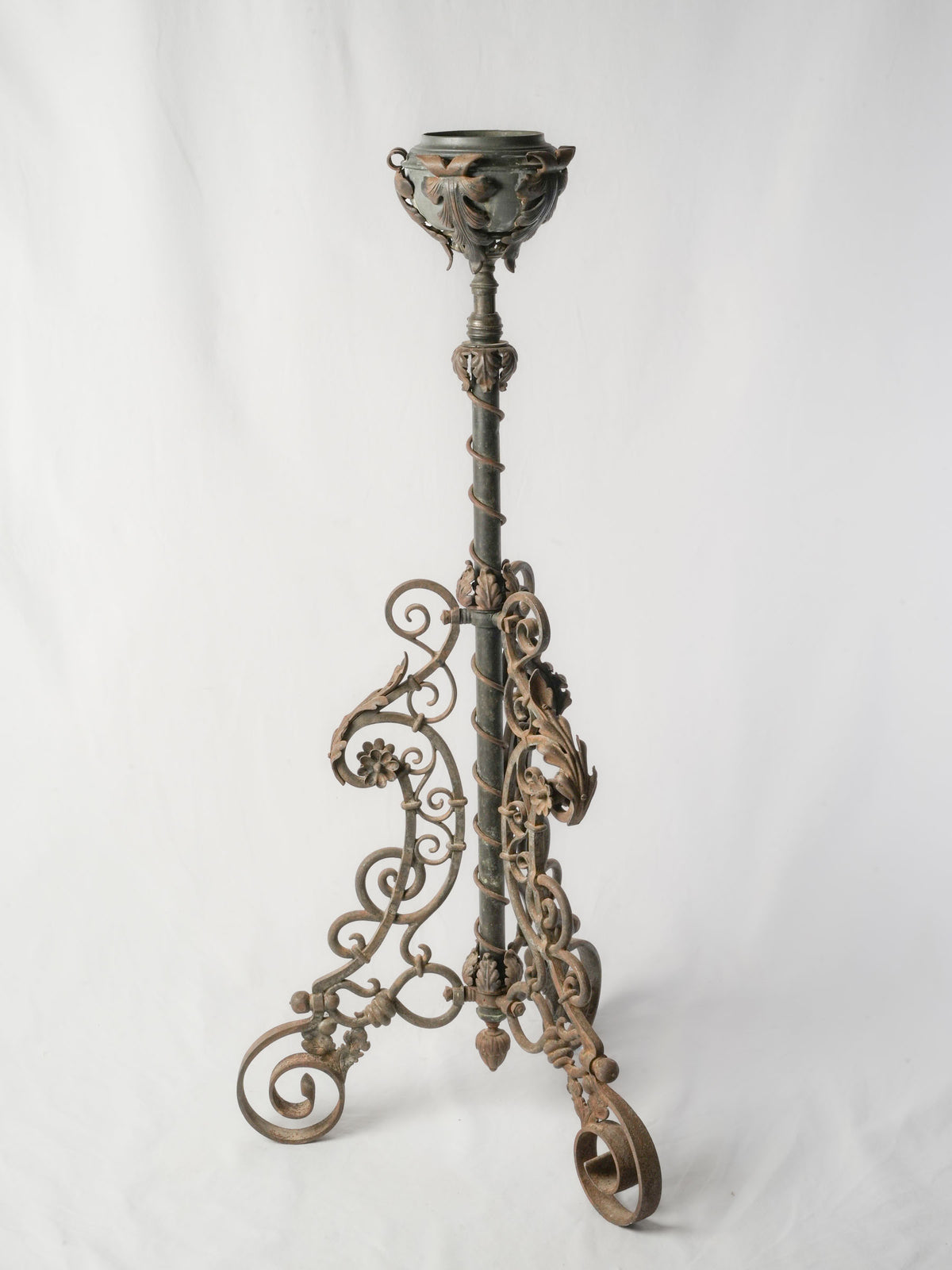 Adjustable  Antique Wrought-Iron Torchère