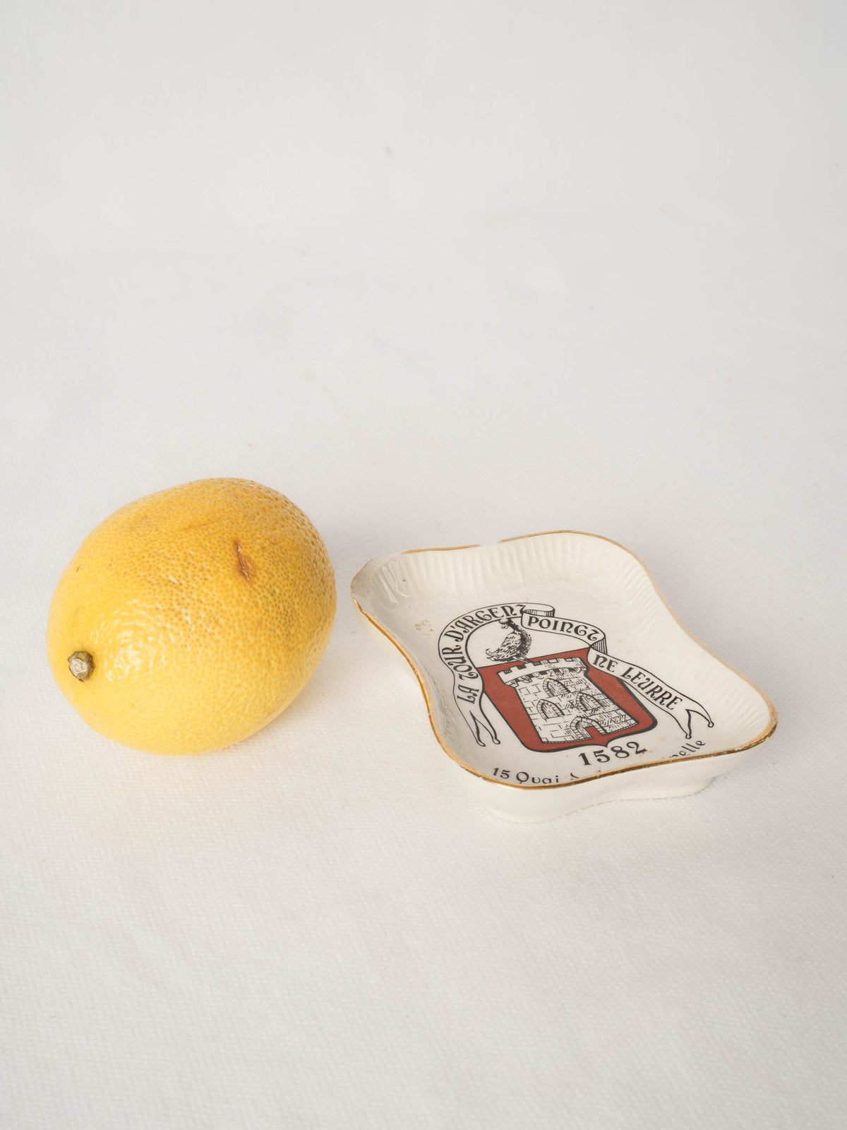 French Ceramic Coin Dish by Longchamp - La Tour d'Argent Crest