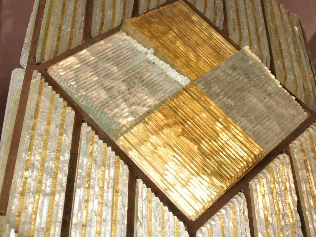 Art Deco compressed glass chandelier yellow 21¼" x 9" Chez Pluie