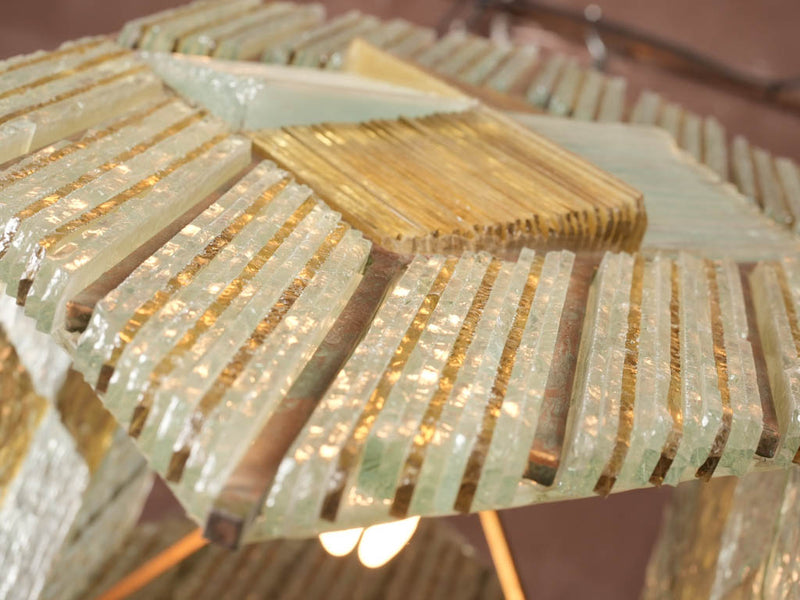 Art Deco compressed glass chandelier - yellow 21¼" x 9"