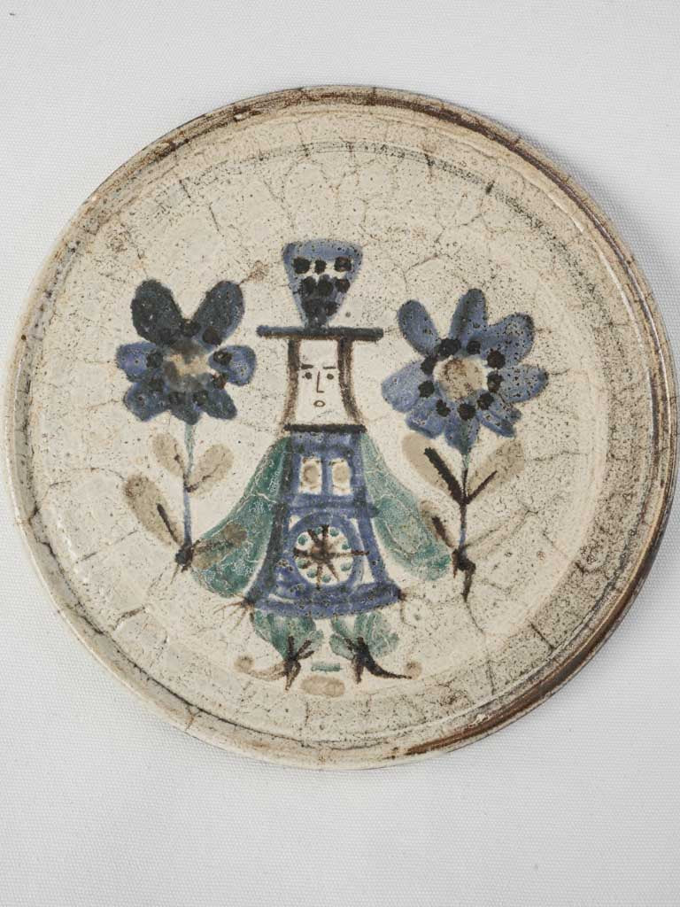 Vintage ceramic indigo-blue plate  