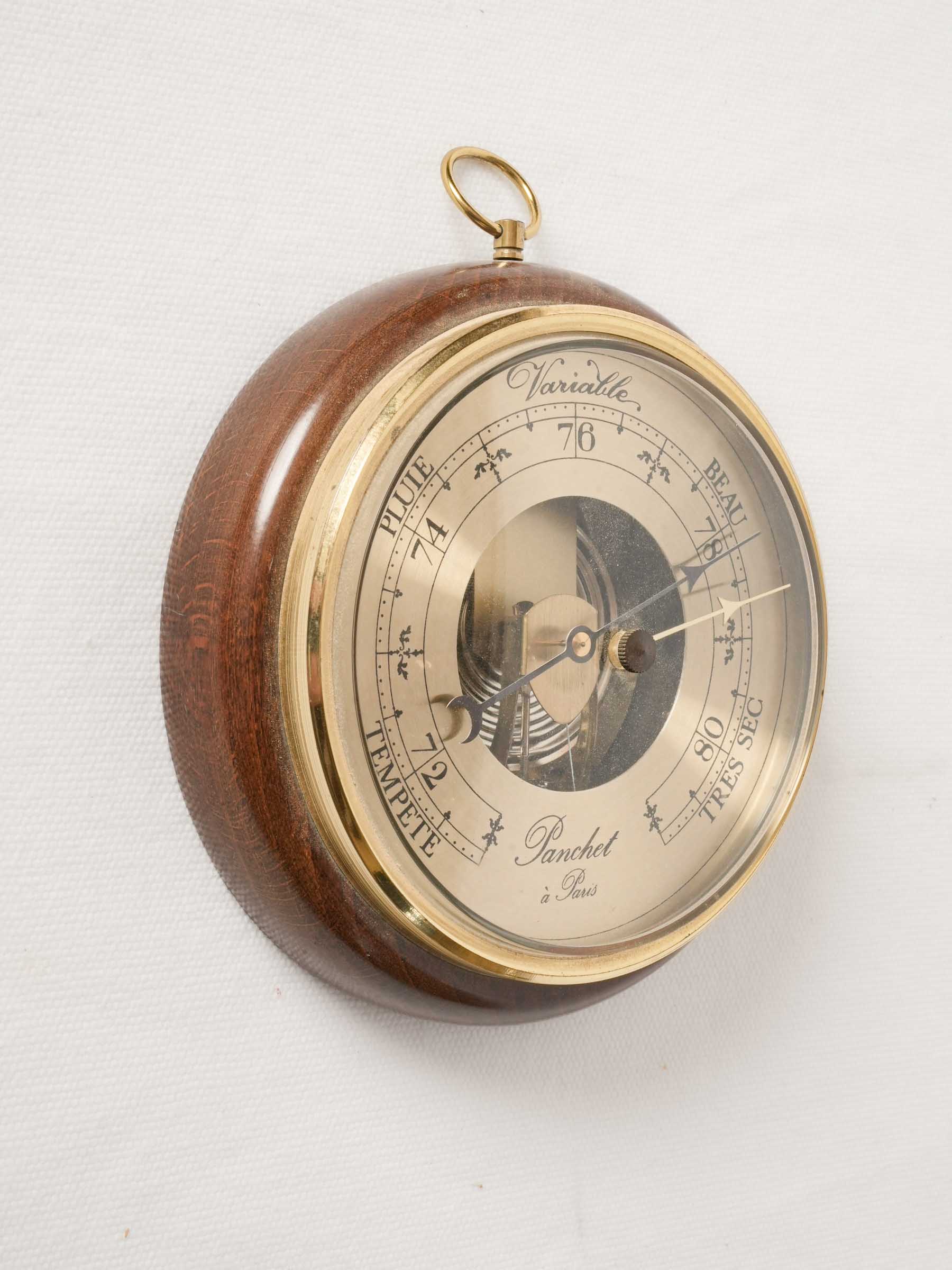 Antique French Chestnut Barometer by Panchet à Paris 6¾"