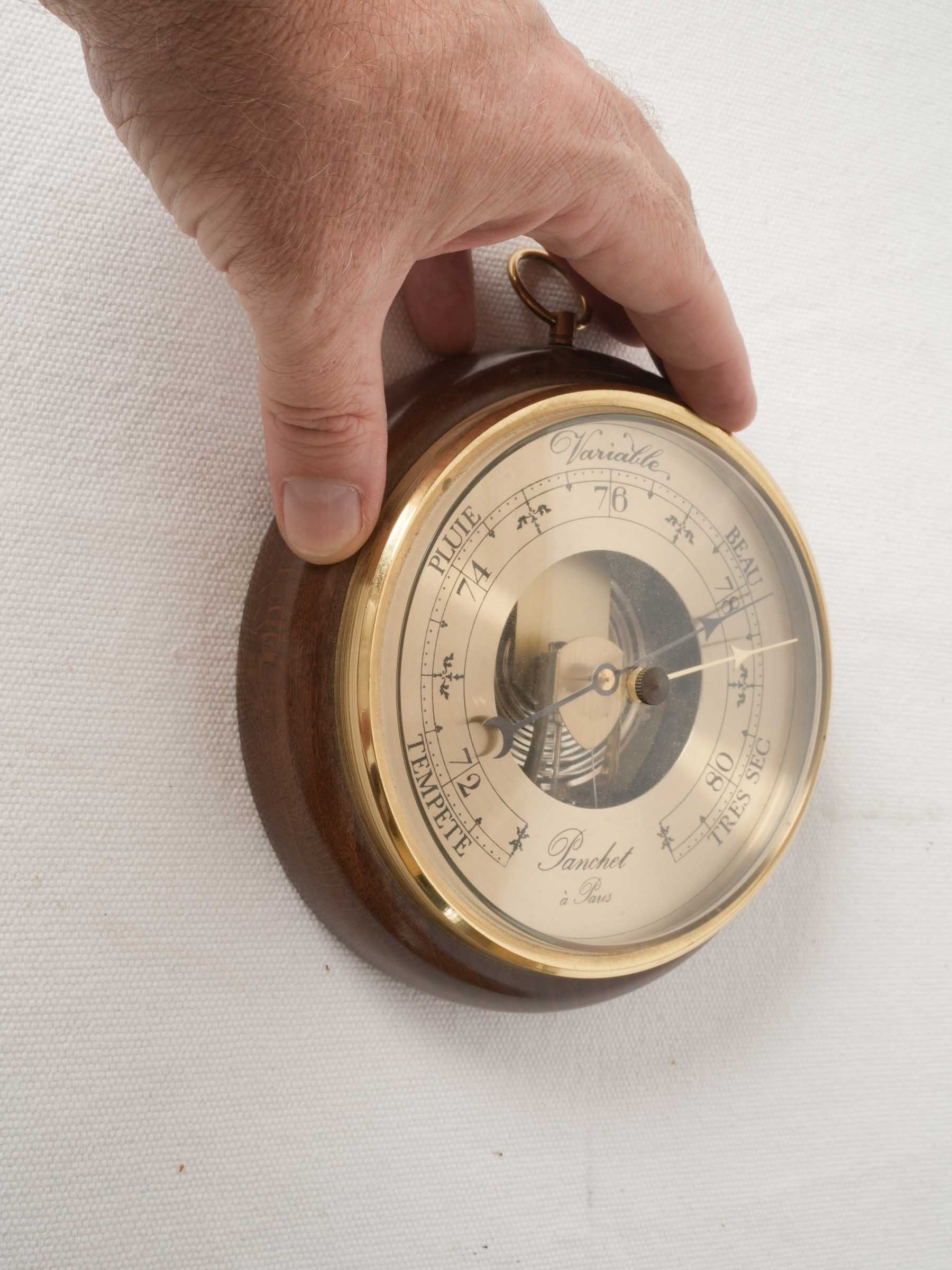 Antique French Chestnut Barometer by Panchet à Paris 6¾"