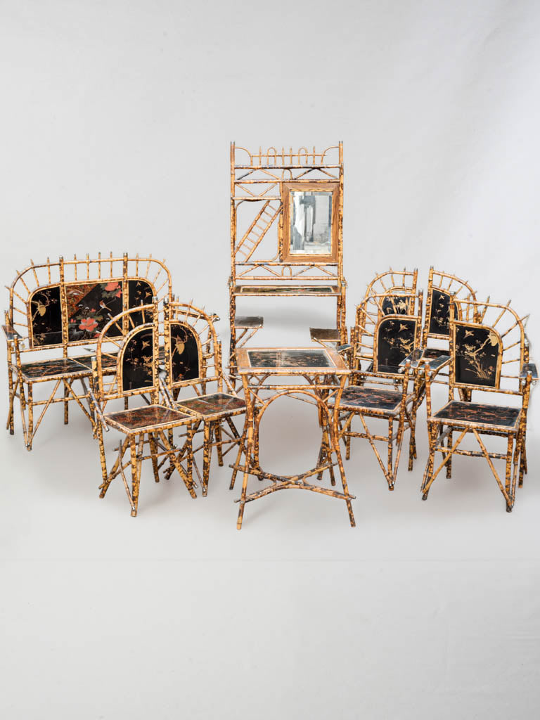 Rare antique bamboo salon suite