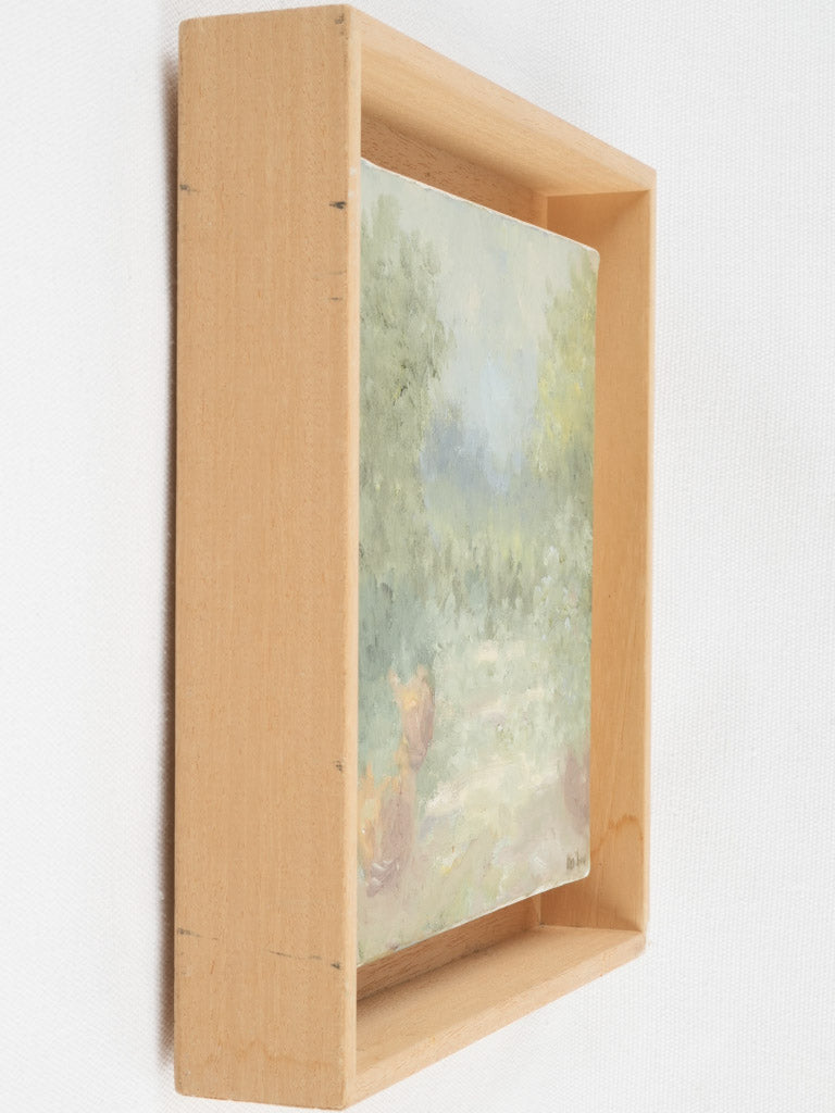 Contemporary landscape painting by Karibou - "La petite marche” 10 ¼” x 10 ¼”