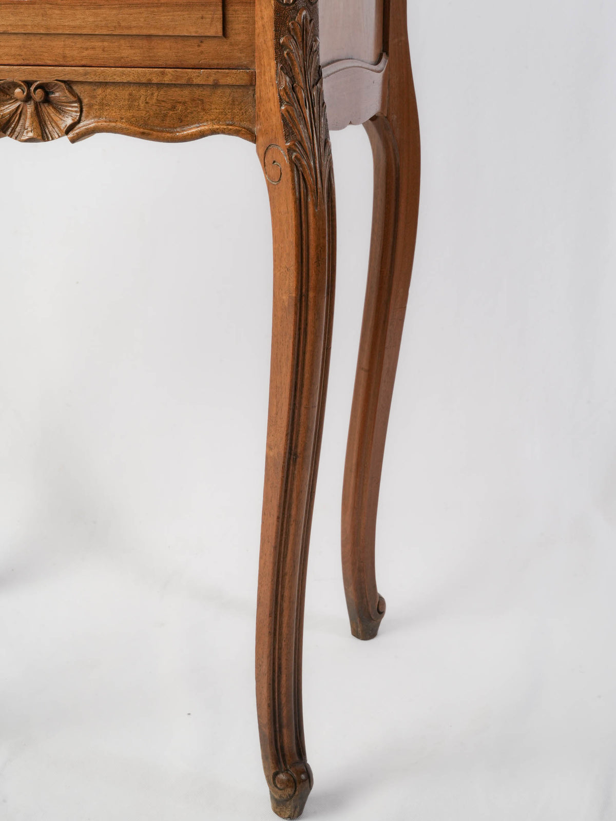 Late 19th-Century French Louis XV-Style Walnut Bedside Cabinet with Marble Top - 34¾"