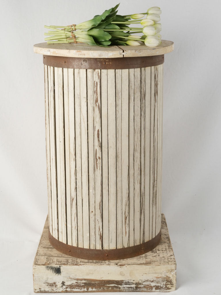 Rustic salvaged wood column sculpture stand