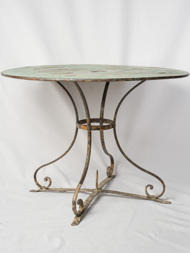Charming Late 19th-Century French Wrought-Iron Garden Table w/ Original Green Paint - 27½" x 38½"