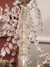 Antique French crystal chandelier w/ pink 29½" x 19¾"