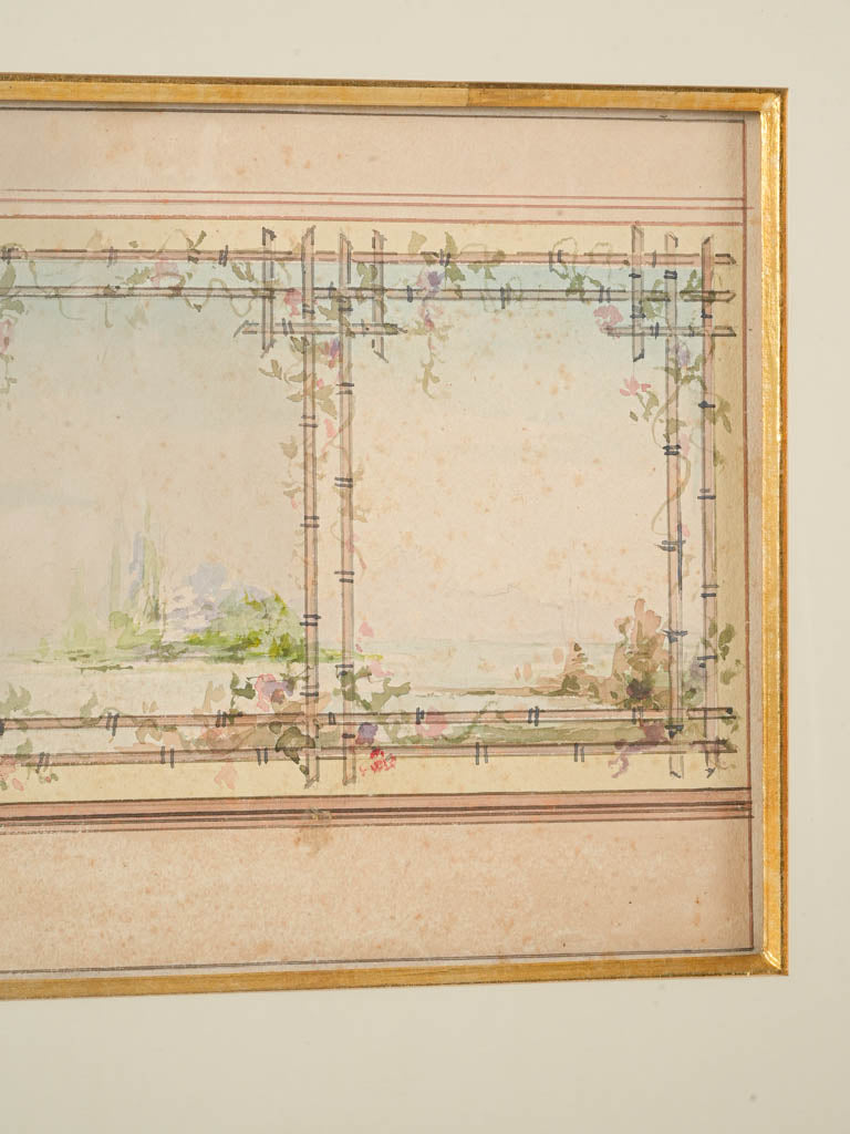Refined symmetrical wooden-framed ceiling piece  