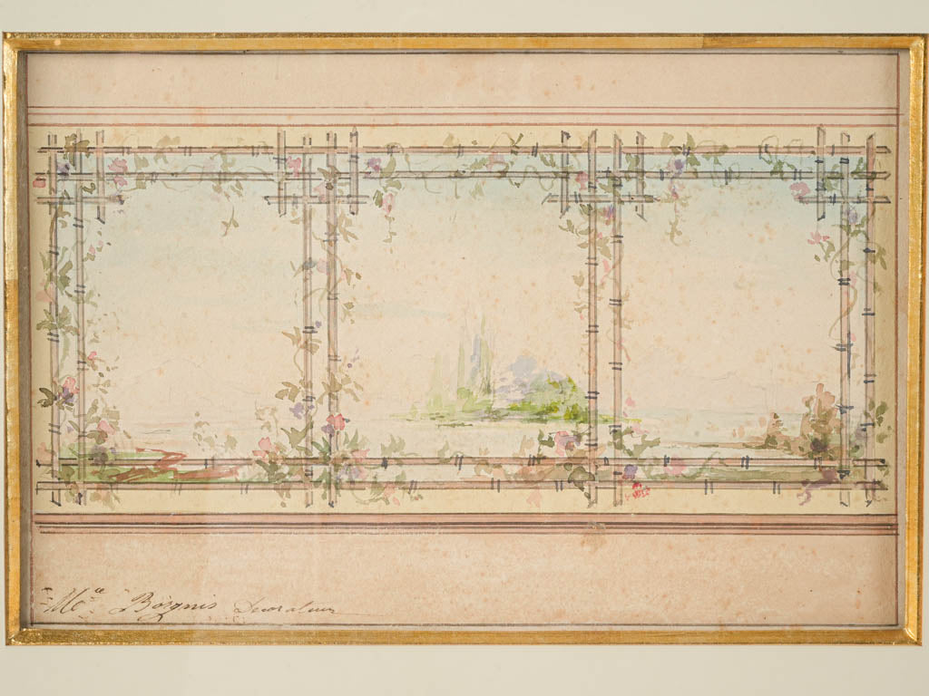 Delicate pastel-hued ceiling watercolor  