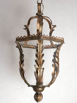 Antique French brass lantern pendant light 27½" x 11½"