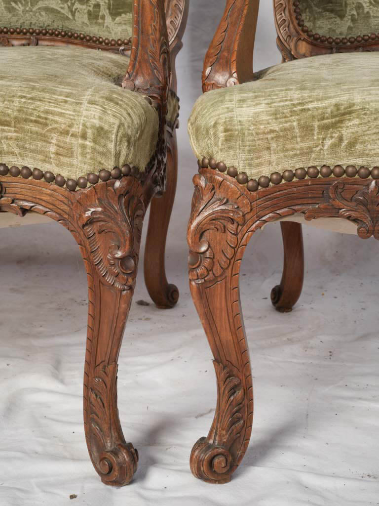 Historic walnut French armchairs