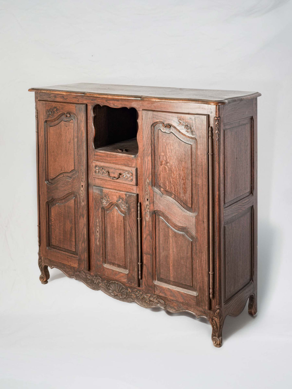 Charming Antique French Country Kitchen Cupboard with Rustic Patina - 51½" x 53½"