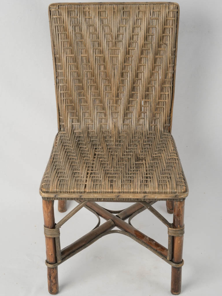 Delightful aged wooden wicker chair
