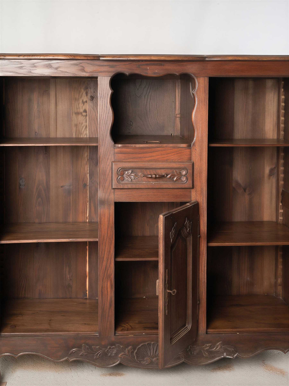 Charming Antique French Country Kitchen Cupboard with Rustic Patina - 51½" x 53½"