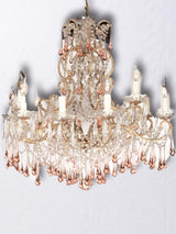 Antique French chandelier w/ pink coral pendants 31½" x 28¾"