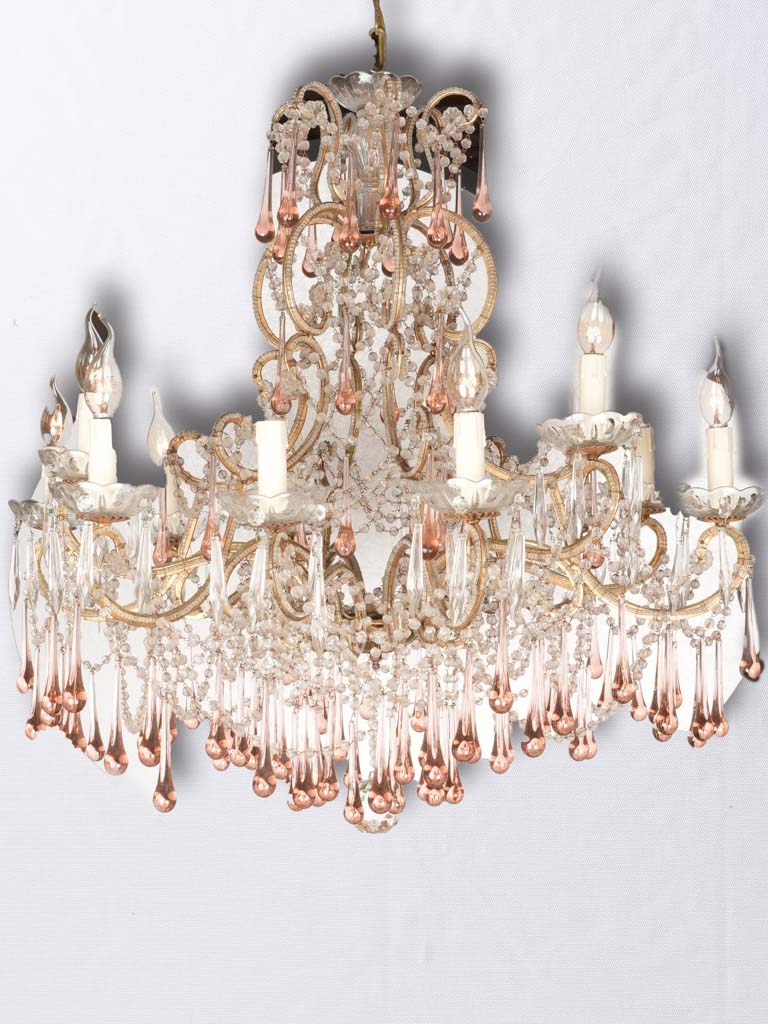 Vintage raindrop-shaped glass chandelier