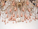 Antique French chandelier w/ pink coral pendants 31½" x 28¾"