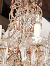 Antique French chandelier w/ pink coral pendants 31½" x 28¾"