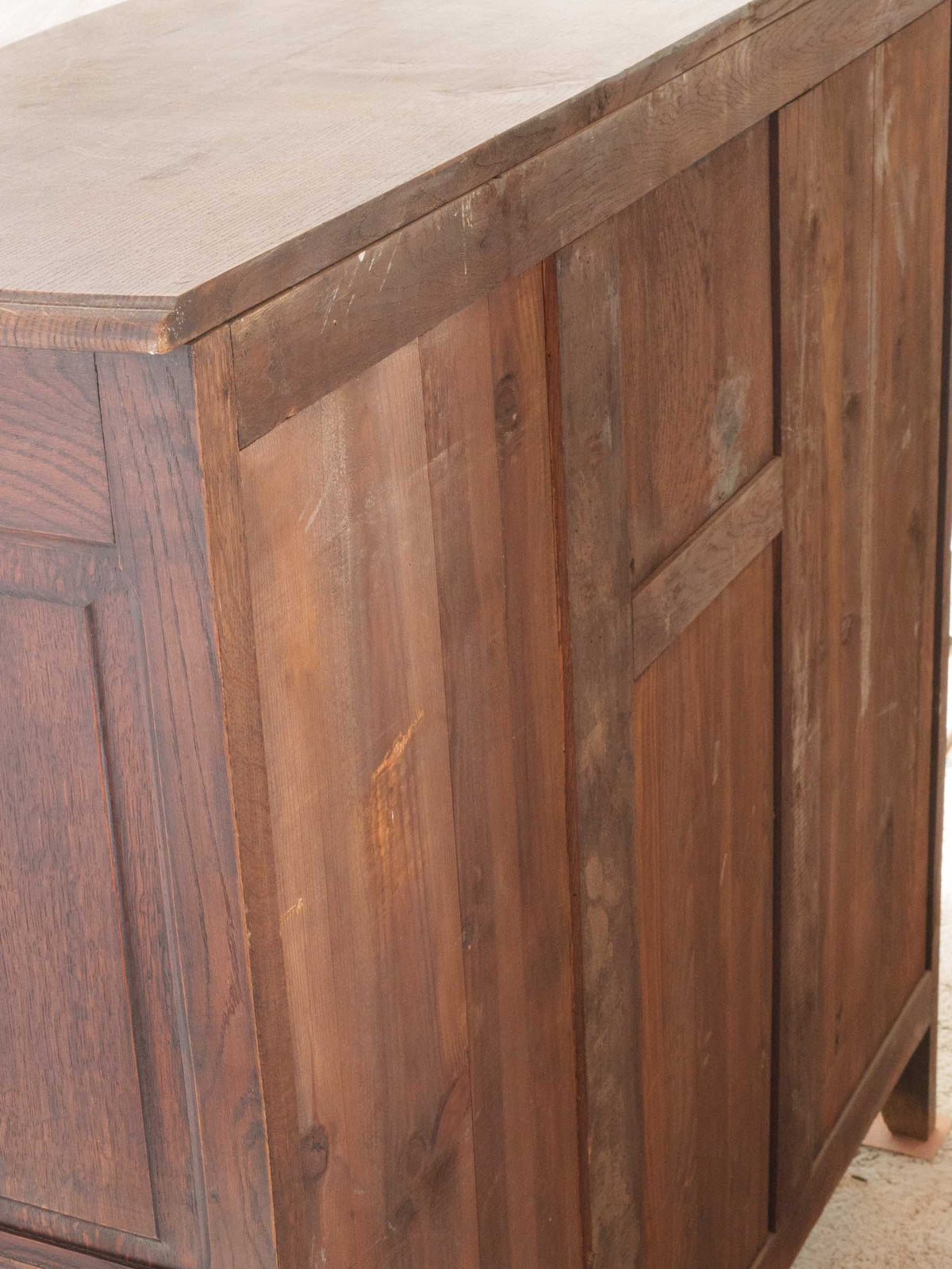 Charming Antique French Country Kitchen Cupboard with Rustic Patina - 51½" x 53½"