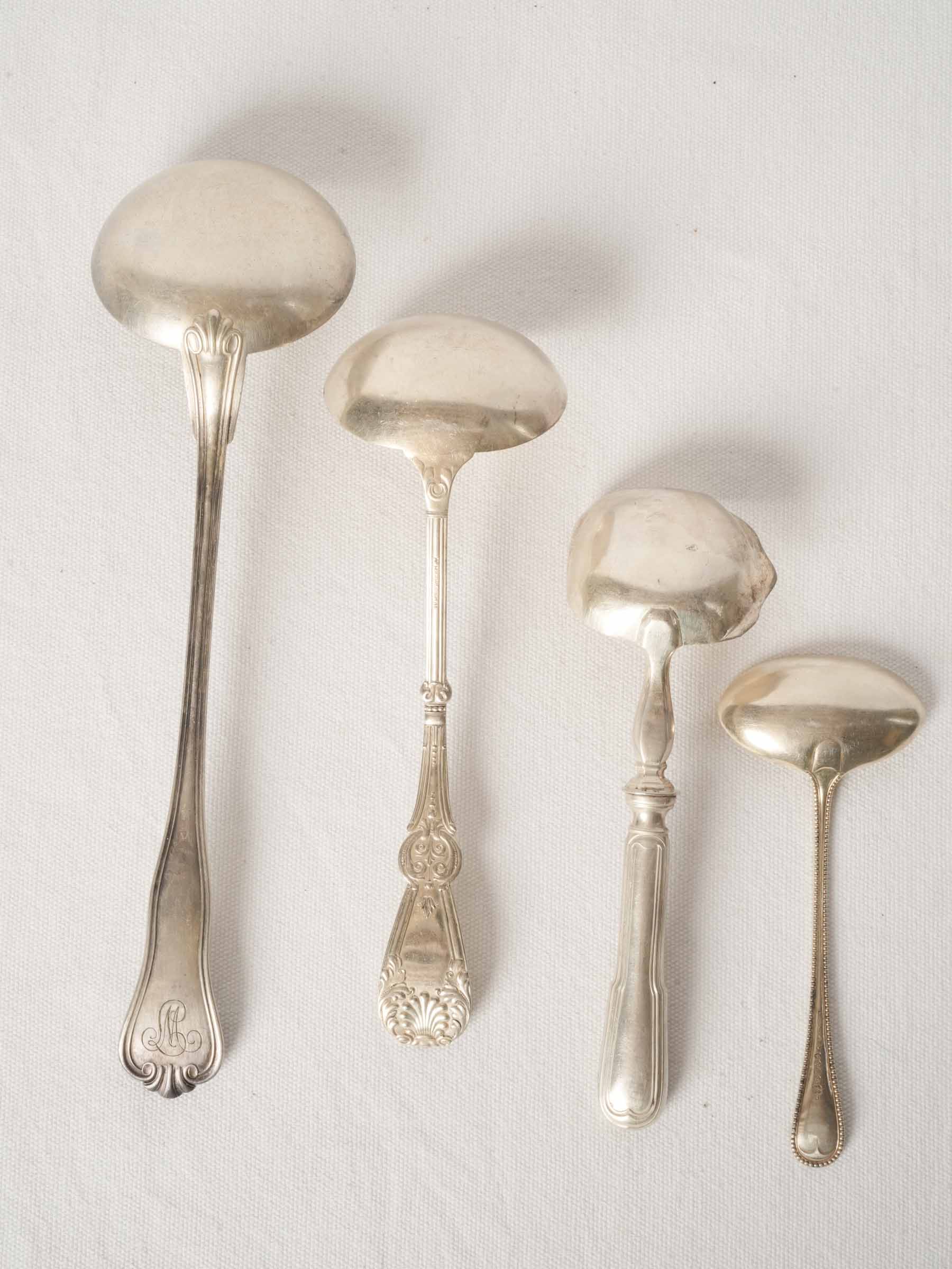 Set of Four Antique French Silver-Plated Ladles
