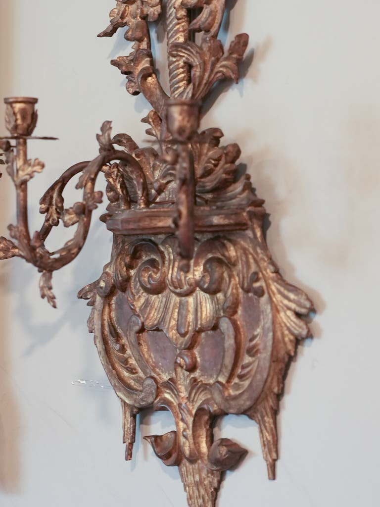 Exceptional gilt and iron wall sconces