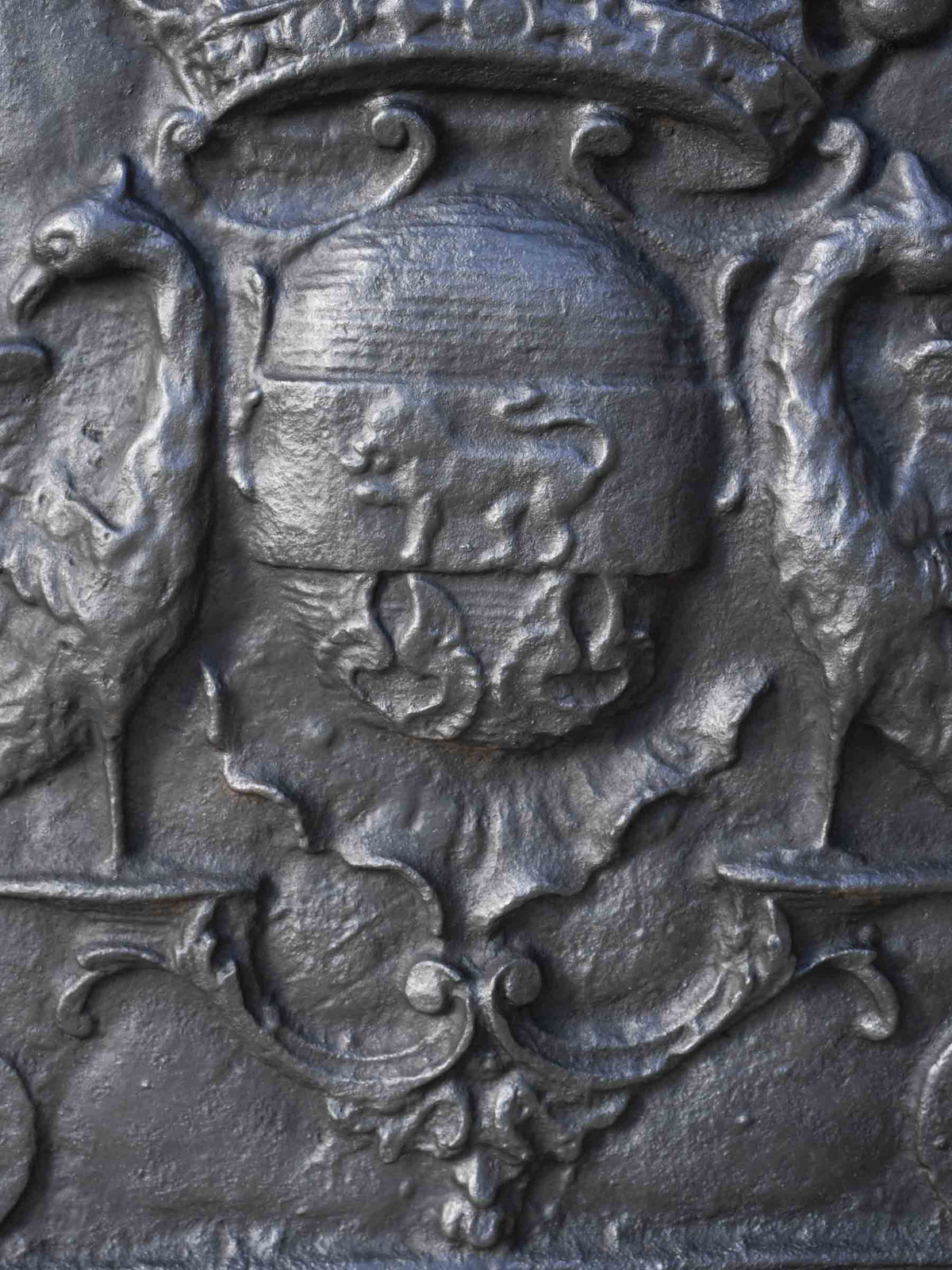 French Cast-Iron Fireback with Noble French Family Coat of Arms - 29¼" x 24½"