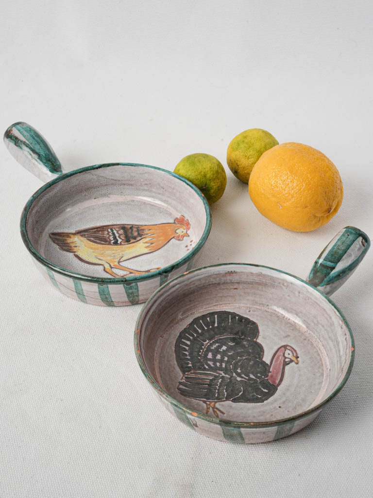 Rustic hand-painted ceramic casseroles  