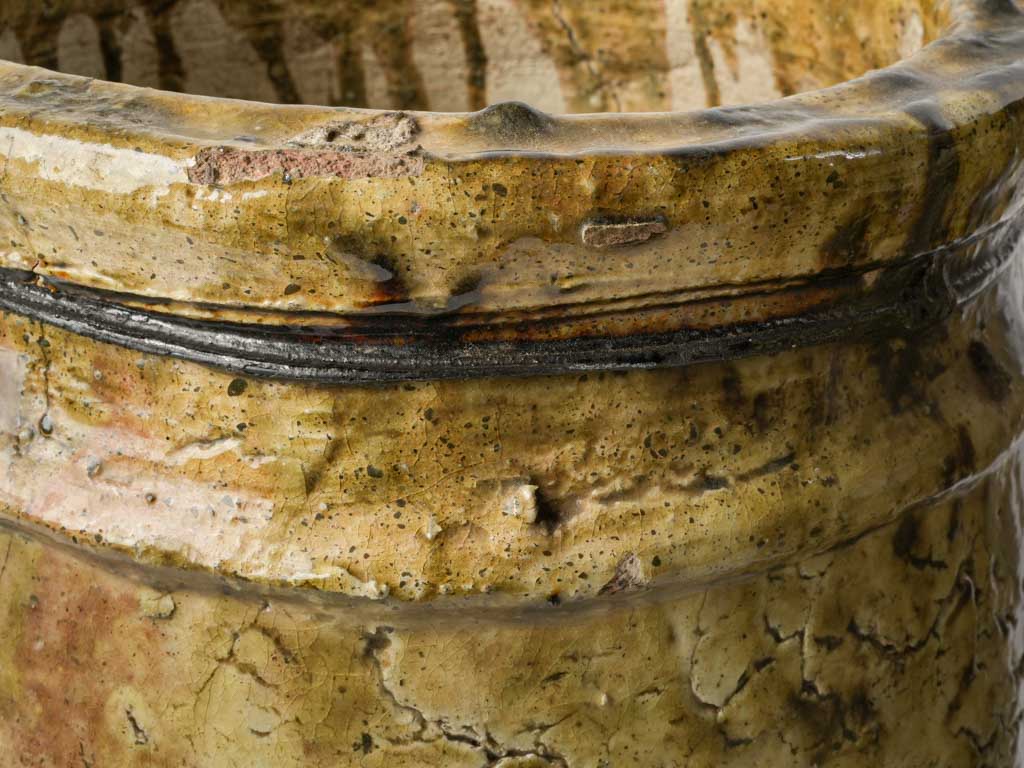 Vintage artisanal green urns  